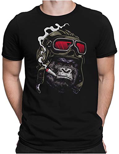 PAPAYANA - Ape Pilot - Herren Fun T-Shirt - Regular Fit - Gorilla AFFE Captain - Schwarz - 3XL von PAPAYANA