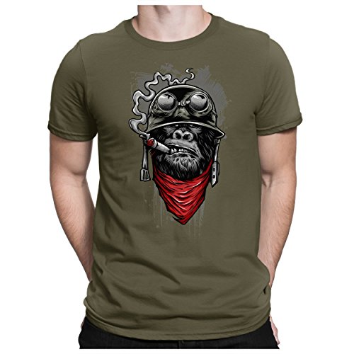 PAPAYANA - Ape of Duty - Herren Fun T-Shirt Bedruckt Gorilla AFFE - S - Oliv von PAPAYANA