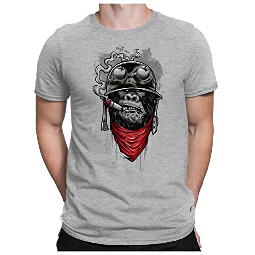 PAPAYANA - Ape of Duty - Herren Fun T-Shirt Bedruckt Gorilla AFFE - XXL - Grau Meliert von PAPAYANA