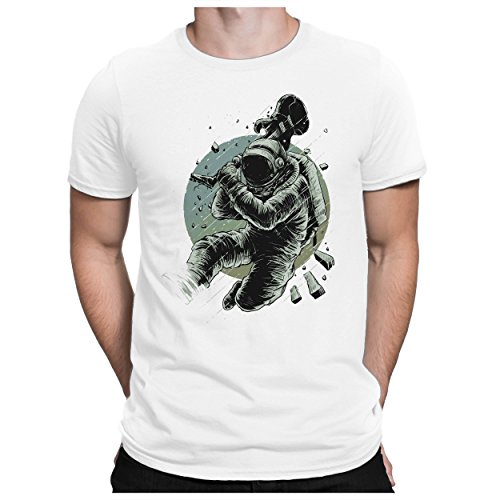 PAPAYANA - Astronaut Music - Herren Fun T-Shirt Bedruckt Gitarren Musik Mond Rocker 4XL - Weiß von PAPAYANA