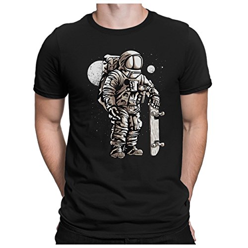 PAPAYANA - Astronaut-Skater - Herren Fun T-Shirt - Wars Space Ship Star Apollo - 3XL Schwarz von PAPAYANA