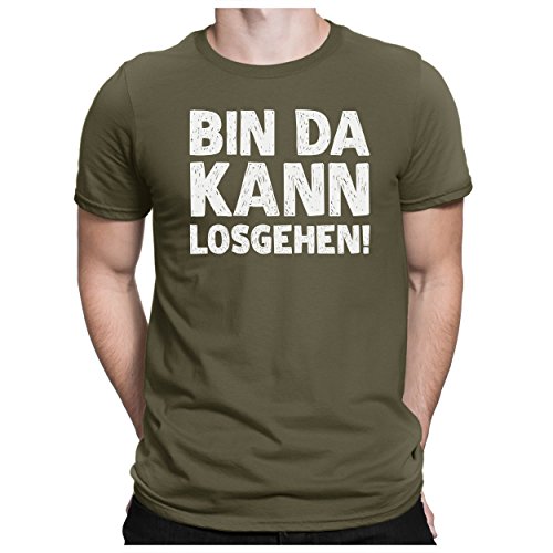 PAPAYANA - BIN-DA-KANN-LOSGEHEN - Herren Fun T-Shirt - Bedruckt - Medium Oliv von PAPAYANA