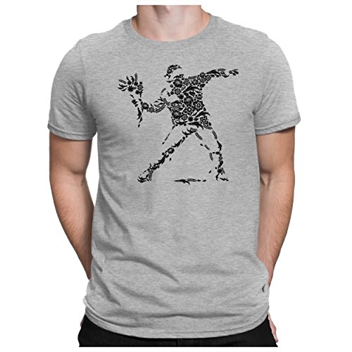 PAPAYANA - Banksy-Flower - Herren Fun T-Shirt - Riot Castro Peace War Revolution Che - L Grau Meliert PAPAYANA - Banksy-Flower - Herren Fun T-Shirt - Riot Castro Peace War Revolution Che - L Grau Meliert von PAPAYANA