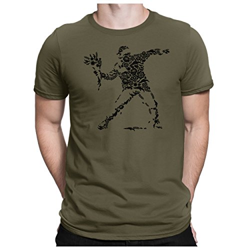 PAPAYANA - Banksy-Flower - Herren Fun T-Shirt - Riot Castro Peace War Revolution Che - XXL Oliv PAPAYANA - Banksy-Flower - Herren Fun T-Shirt - Riot Castro Peace War Revolution Che - XXL Oliv von PAPAYANA