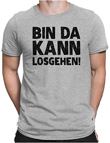 PAPAYANA - Bin Da Kann Losgehen Schwarz - Herren Fun T-Shirt - Regular Fit - Bedruckt - Grau Meliert - Medium von PAPAYANA