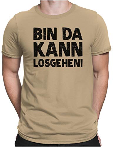 PAPAYANA - Bin Da Kann Losgehen Schwarz - Herren Fun T-Shirt - Regular Fit - Bedruckt - Khaki - 3XL von PAPAYANA