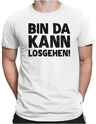 PAPAYANA - Bin Da Kann Losgehen Schwarz - Herren Fun T-Shirt - Regular Fit - Bedruckt - Weiß - 3XL von PAPAYANA