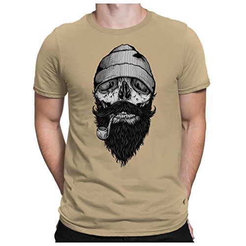 PAPAYANA - Bone Sailor - Herren Fun Print Baumwolle T-Shirt Bedruckt - Regular Fit - Seemann Hamburg - Sand Beige - XL von PAPAYANA