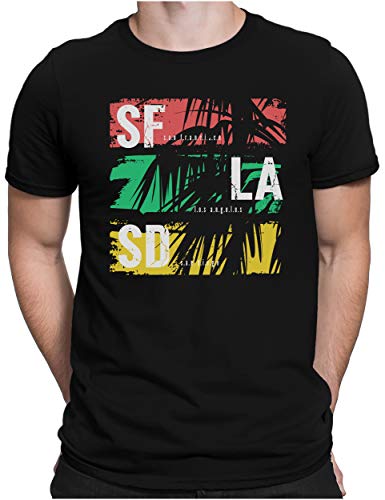 PAPAYANA - California San Francisco Los Angeles San Diego - Herren Fun T-Shirt - Regular Fit - Schwarz - XXL von PAPAYANA