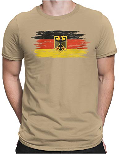 PAPAYANA - Deutschland Flagge Vintage - Herren Fun T-Shirt - Regular Fit - Germany Adler - Khaki - Medium von PAPAYANA