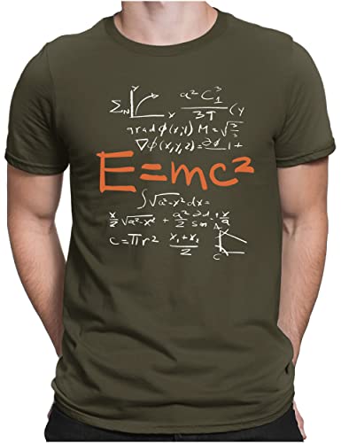 PAPAYANA - EMC2 - Herren Fun T-Shirt Bedruckt - Regular Fit - Albert Einstein Physik - Oliv - XL von PAPAYANA