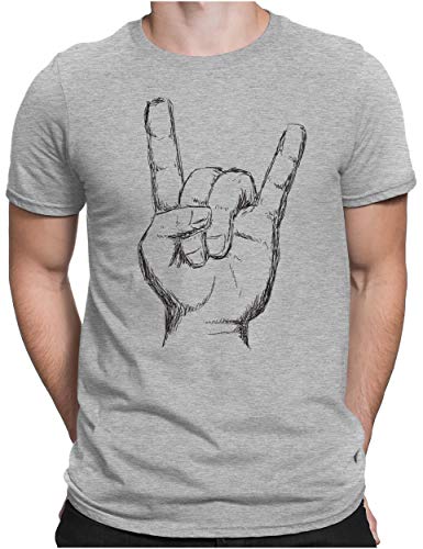 PAPAYANA - Heavy Metal Hand Black - Herren Fun T-Shirt - Regular Fit - Music Band Punk Rock - Grau Meliert - XL von PAPAYANA