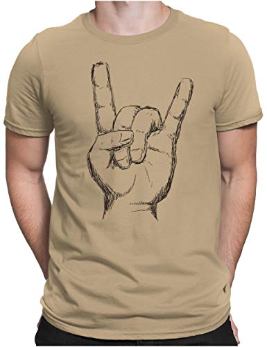 PAPAYANA - Heavy Metal Hand Black - Herren Fun T-Shirt - Regular Fit - Music Band Punk Rock - Khaki - XL von PAPAYANA