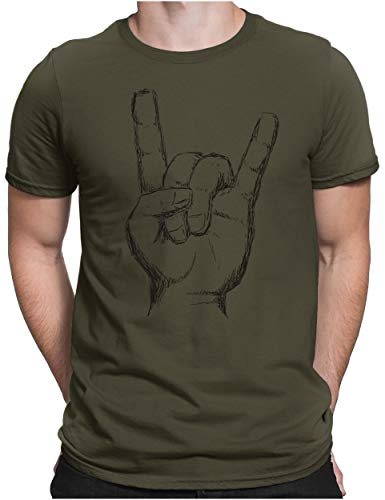 PAPAYANA - Heavy Metal Hand Black - Herren Fun T-Shirt - Regular Fit - Music Band Punk Rock - Oliv - 3XL von PAPAYANA