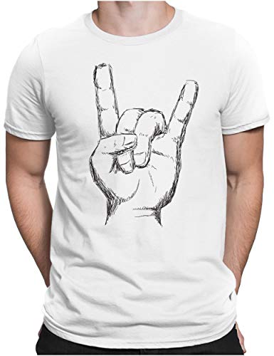 PAPAYANA - Heavy Metal Hand Black - Herren Fun T-Shirt - Regular Fit - Music Band Punk Rock - Weiß - 3XL von PAPAYANA