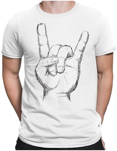 PAPAYANA Herren T-Shirt - Heavy Metal Hand Motiv - Funshirt Regular Fit - Rock Musik Punk - Weiß - 3XL von PAPAYANA
