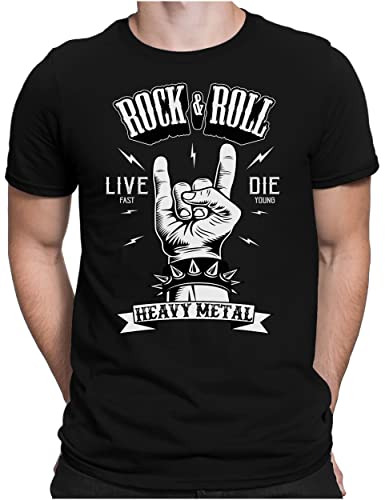 PAPAYANA - Heavy Metal Hand - Herren Fun T-Shirt Bedruckt - Regular Fit - Music Band Punk Rock - Schwarz - XL von PAPAYANA