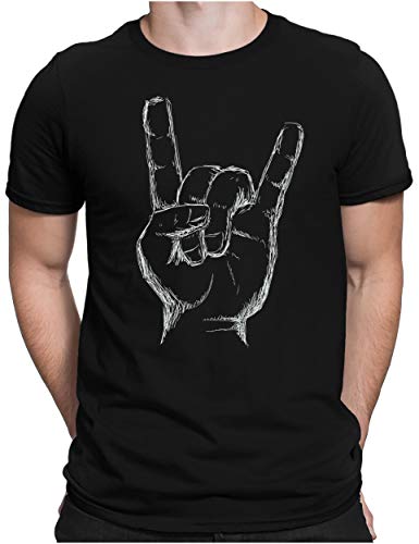 PAPAYANA - Heavy Metal Hand White - Herren Fun T-Shirt - Regular Fit - Music Band Punk Rock - Schwarz - XL von PAPAYANA