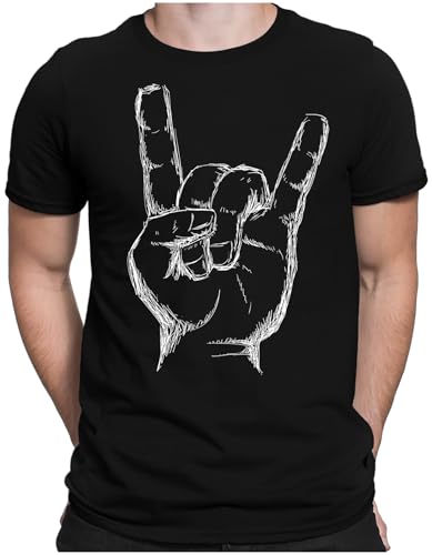 PAPAYANA - Heavy Metal Hand White - Herren Fun T-Shirt - Regular Fit - Music Band Punk Rock - Schwarz - XXL von PAPAYANA