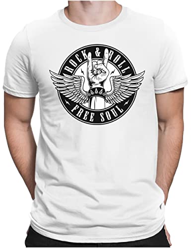 PAPAYANA - Heavy Metal Wings - Herren Fun T-Shirt Bedruckt - Regular Fit - Music Band Punk Rock - Weiß - Medium von PAPAYANA