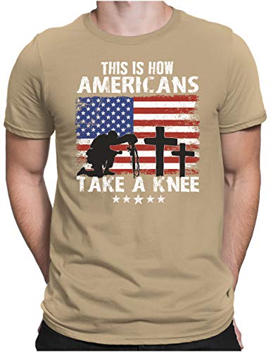 PAPAYANA - How Americans Take A Knee - Herren Fun T-Shirt - Regular Fit - US Army Military - Khaki - 3XL von PAPAYANA