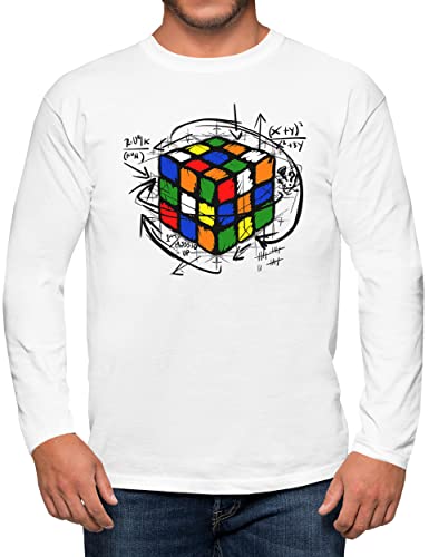 PAPAYANA - Magic Cube - Herren Fun Langarm T-Shirt Bedruckt - Regular Fit - Zauberwürfel Comic - Weiß - XL PAPAYANA - Magic Cube - Herren Fun Langarm T-Shirt Bedruckt - Regular Fit - Zauberwürfel Comic - Weiß - XL von PAPAYANA
