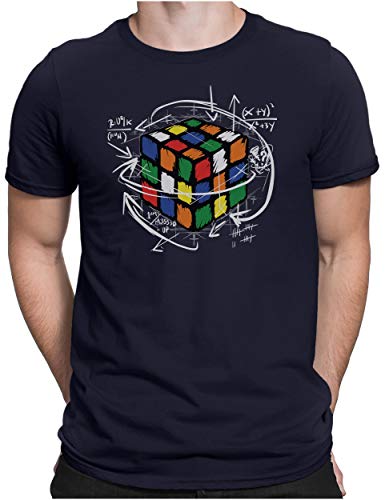 PAPAYANA - Magic Cube - Herren Fun T-Shirt - Regular Fit - Zauberwürfel Comic Sci-Fi Science - Navy - 3XL von PAPAYANA