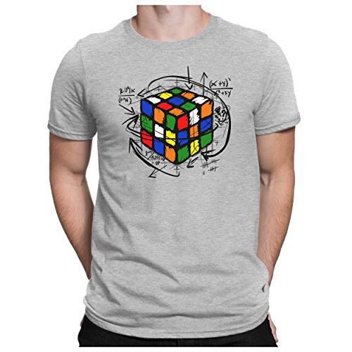 PAPAYANA - Magic-Cube - Herren Fun T-Shirt - Zauberwürfel Comic Sci-Fi Science - 3XL Grau Meliert von PAPAYANA