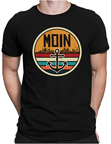 PAPAYANA - Moin Anker - Herren Fun T-Shirt Bedruckt - Regular Fit - Hamburg Hafen - Schwarz - Large von PAPAYANA
