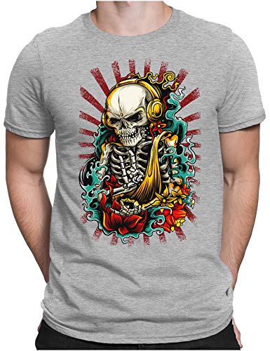 PAPAYANA - Rocker Never Dies - Herren Fun T-Shirt Rocker Sterben Nie Tattoo - XXL - Grau Meliert von PAPAYANA