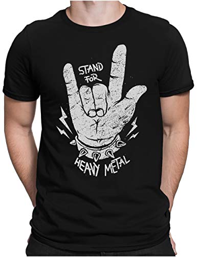 PAPAYANA - Stand for Heavy Metal - Herren Fun T-Shirt Bedruckt Music Band Punk Rock - Large - Schwarz von PAPAYANA