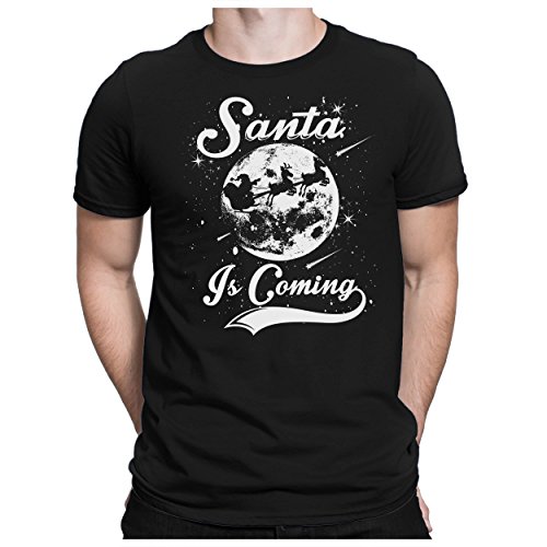 PAPAYANA - Santa-is-Coming - Herren Fun T-Shirt - X-Mas Weihnachten Christmas Festlich Claus - S Schwarz von PAPAYANA