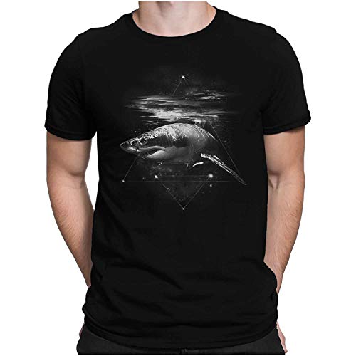 PAPAYANA - Shark IN Space - Herren Fun T-Shirt Regular Fit - Large Schwarz von PAPAYANA