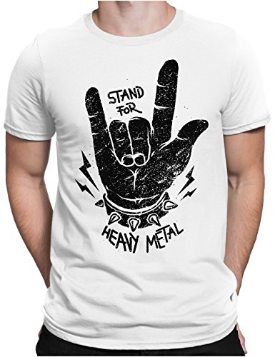 PAPAYANA - Stand for Heavy Metal Black - Herren Fun T-Shirt Bedruckt - Music Band Punk Rock - 3XL - Weiß von PAPAYANA