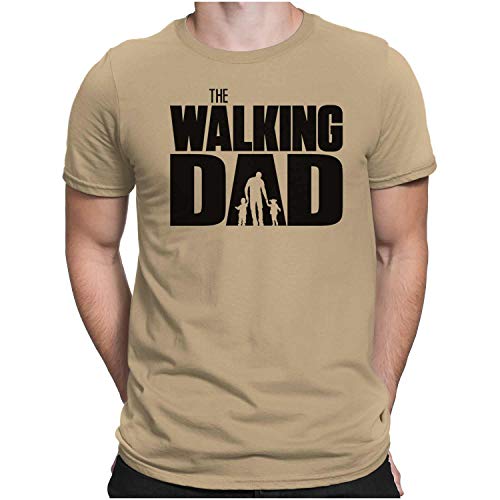 PAPAYANA - The Walking DAD Black - Herren Fun T-Shirt Bedruckt Baumwolle Regular Fit - Large Khaki von PAPAYANA