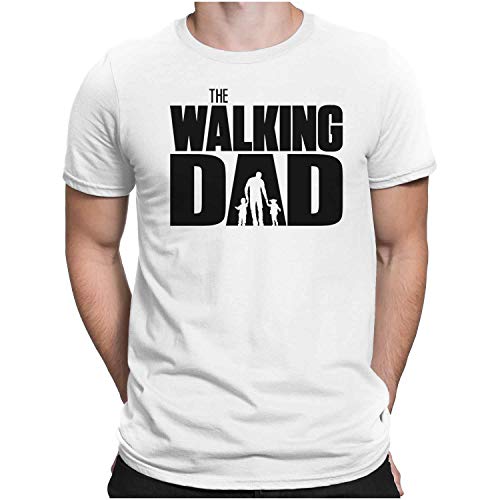 PAPAYANA - The Walking DAD Black - Herren Fun T-Shirt Bedruckt Baumwolle Regular Fit - Large Weiß von PAPAYANA
