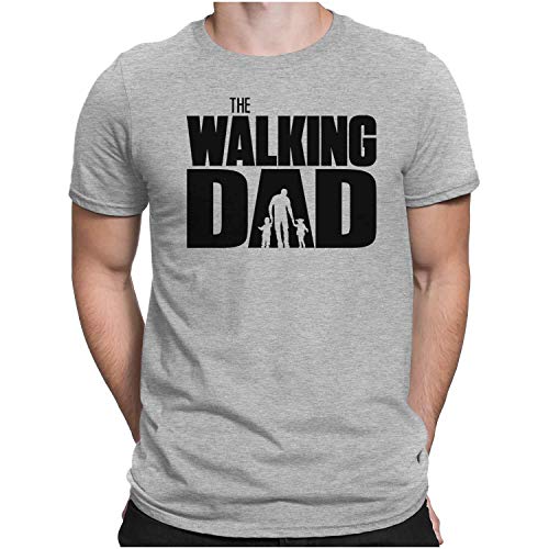 PAPAYANA - The Walking DAD Black - Herren Fun T-Shirt Bedruckt Baumwolle Regular Fit - XL Grau Meliert von PAPAYANA