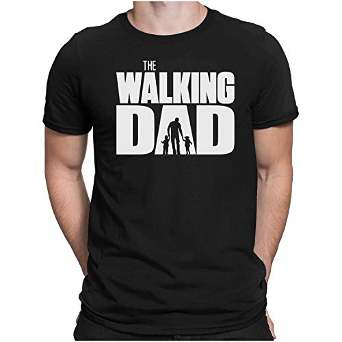 PAPAYANA - The Walking DAD White - Herren Fun T-Shirt Bedruckt Baumwolle Regular Fit - XL Schwarz von PAPAYANA