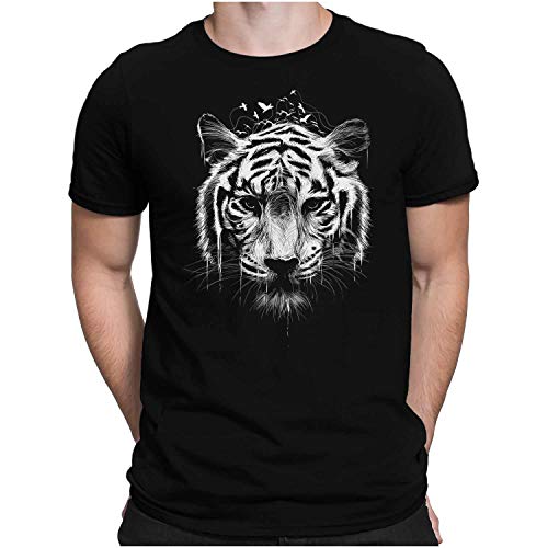 PAPAYANA - Tiger Head - Herren Fun T-Shirt Regular Fit - 4XL Schwarz von PAPAYANA