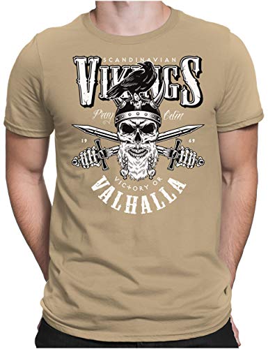 PAPAYANA - Vikings Valhalla - Herren Fun T-Shirt - Regular Fit - Wikinger Norwegen - Khaki - 3XL von PAPAYANA