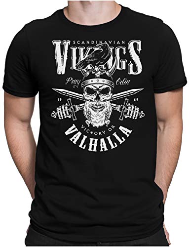PAPAYANA - Vikings Valhalla - Herren Fun T-Shirt - Regular Fit - Wikinger Norwegen - Schwarz - 4XL von PAPAYANA