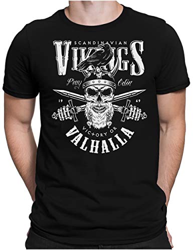 PAPAYANA - Vikings Valhalla - Herren Fun T-Shirt - Regular Fit - Wikinger Norwegen - Schwarz - Large von PAPAYANA