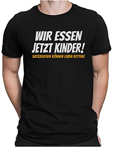 PAPAYANA - Wir Essen Jetzt Kinder - Herren Fun T-Shirt - Bedruckt - Baumwolle - Regular Fit - Large - Schwarz von PAPAYANA