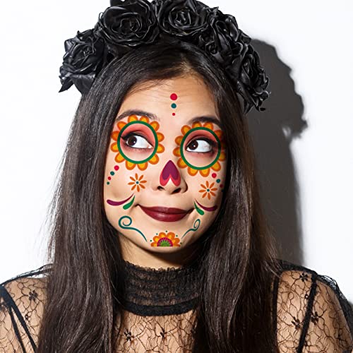 Papierdrachen 6 Full Face Tattoos zum Aufkleben aus Deutschland - Gesichts Tattoos für Día de Muertos Motiv - Geschenkidee - Tag der Toten Deko - für 6 Gesichter - vegan - Set 20 von Papierdrachen