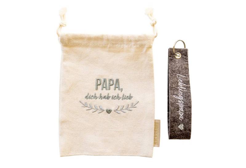 PAPIERDRACHEN Schlüsselanhänger Set Filzschlüsselanhänger mit besticktem Säckchen - Muttertag - Vatertag von PAPIERDRACHEN
