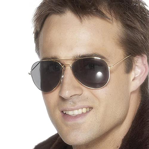 PAPSTAR NEU Brille Pilot mit goldenem Rahmen, Pilotenbrille von PAPSTAR