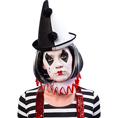 PAPSTAR Pierrot Clown mit Pompons, Schwarz-Weiß, Festliche Anlässe, Schwarz-Weiß gestreift, Klassisch, Kostüm-Accessoire, Clown von PAPSTAR