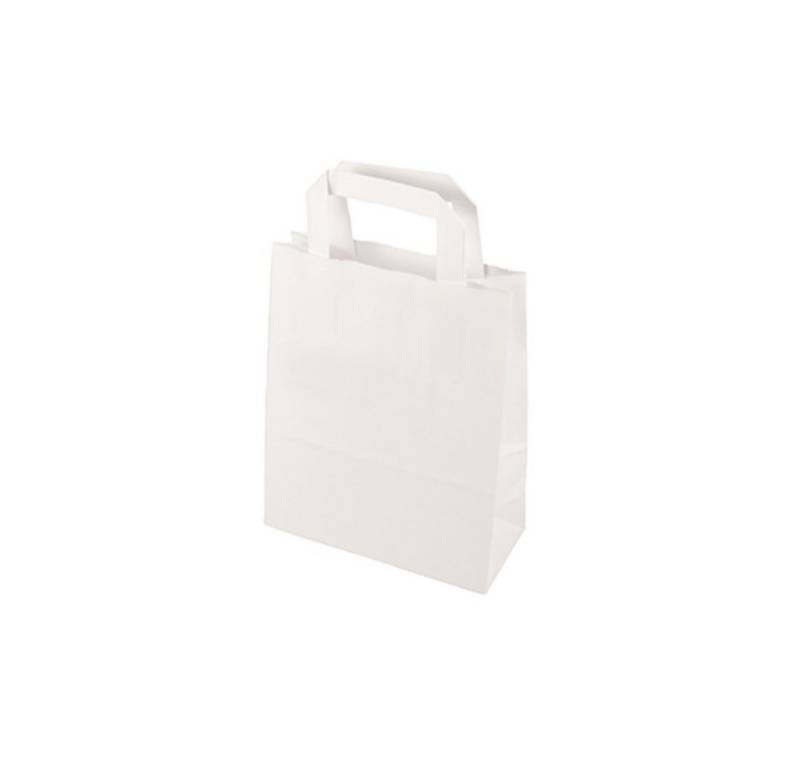 PAPSTAR Tragetasche 50 Tragetaschen, Papier 22 cm x 18 cm x 10 cm weiss mit Tragegriff von PAPSTAR