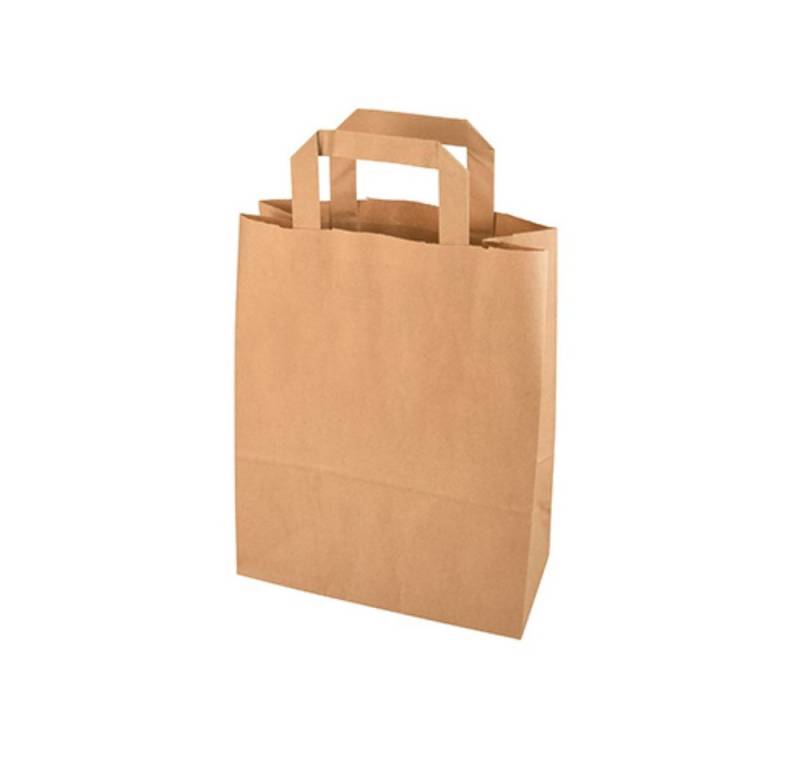 PAPSTAR Tragetasche 50 Tragetaschen, Papier 28 cm x 22 cm x 10 cm braun mit Tragegriff von PAPSTAR