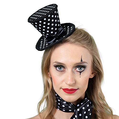 PAPSTAR Mini-Zylinder Pierrot, Schwarz-Weiß Gepunktet, One-Size-Fits-Most, Schwarz-Weiß, Gepunktet, Polyester, Retro, Zylinder, Kostüm, Kniehoch, Partys, Costume Events von PAPSTAR